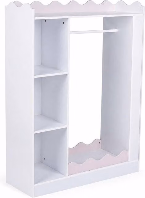Gymax Kids Dress Up Storage Wardrobe Closet with Mirrors in Pink