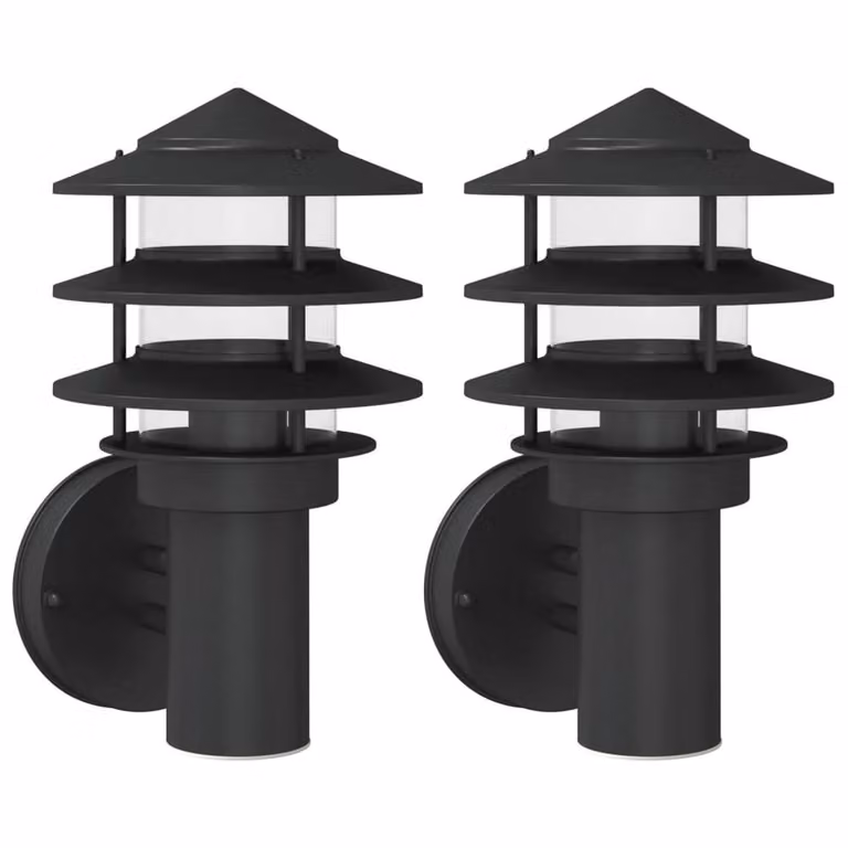Berkfield Home Black Stainless Steel Outdoor Wall Lights, 2 Pack