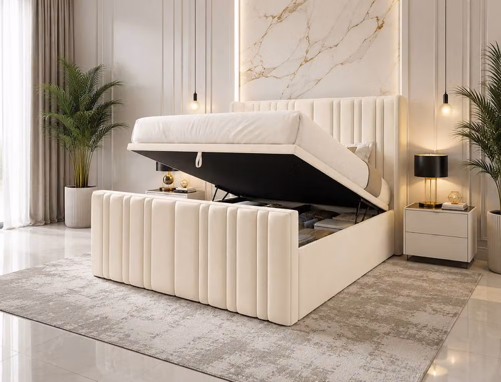 Soft Snooze Beds Panel Divan Ottoman Upholstered Storage Bed in Black, W: 90 cm, D: 200 cm