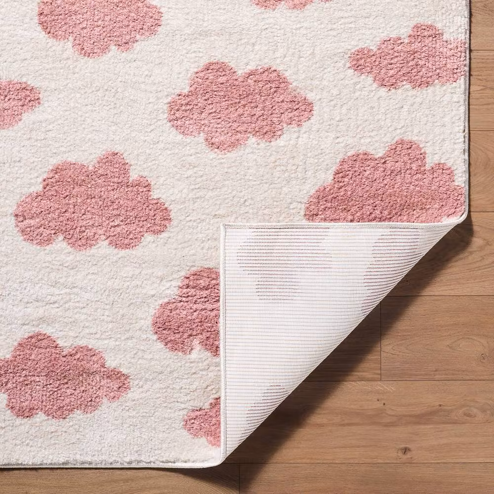 Livabliss Fossay Shag Washable Modern High Pile Rug in Pink and White, W: 200 cm, D: 275 cm – 3