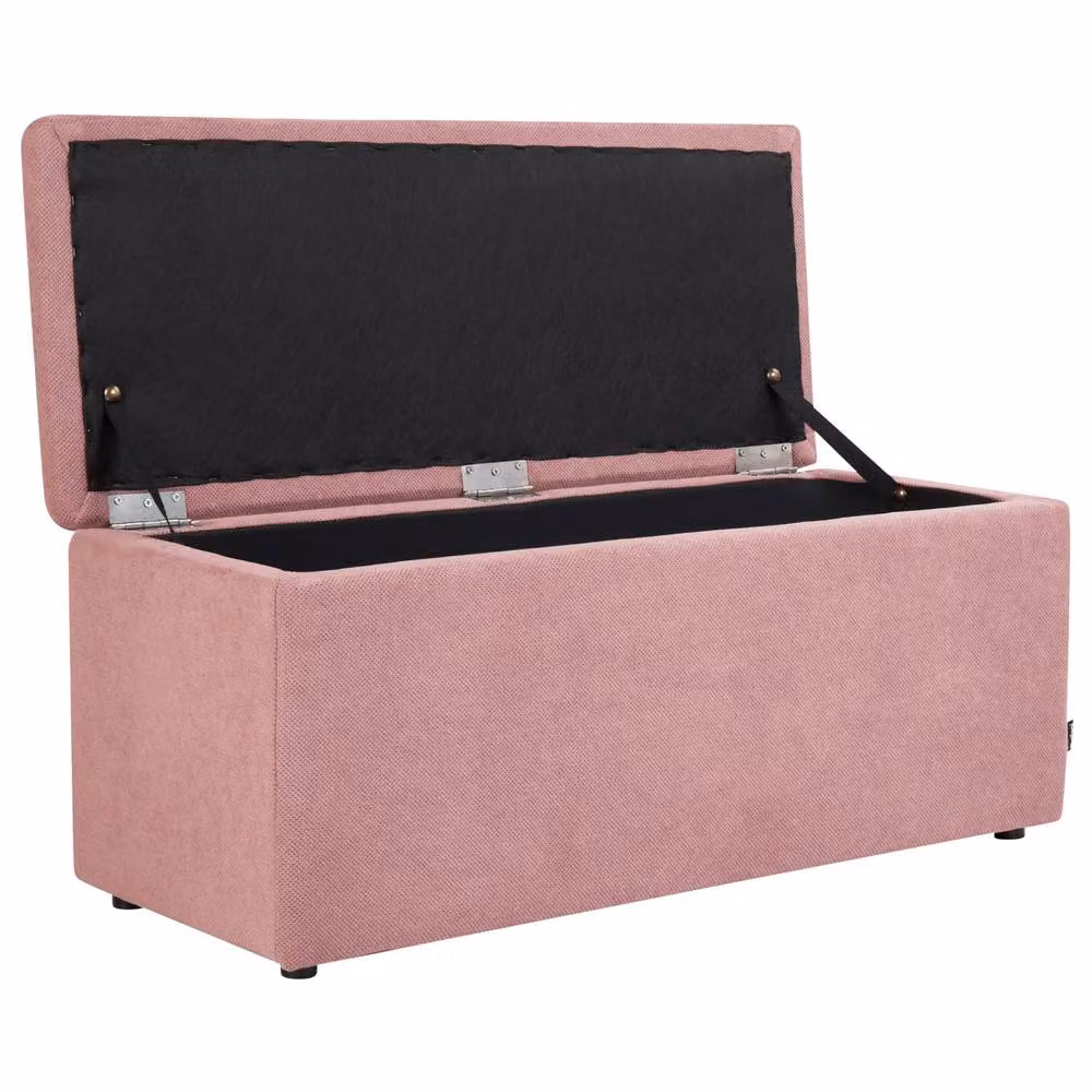 Wyld and Coco Pink Polyester Upholstered Storage Ottoman Footstool W: 100 cm, D: 42 cm, H: 40 cm – 3