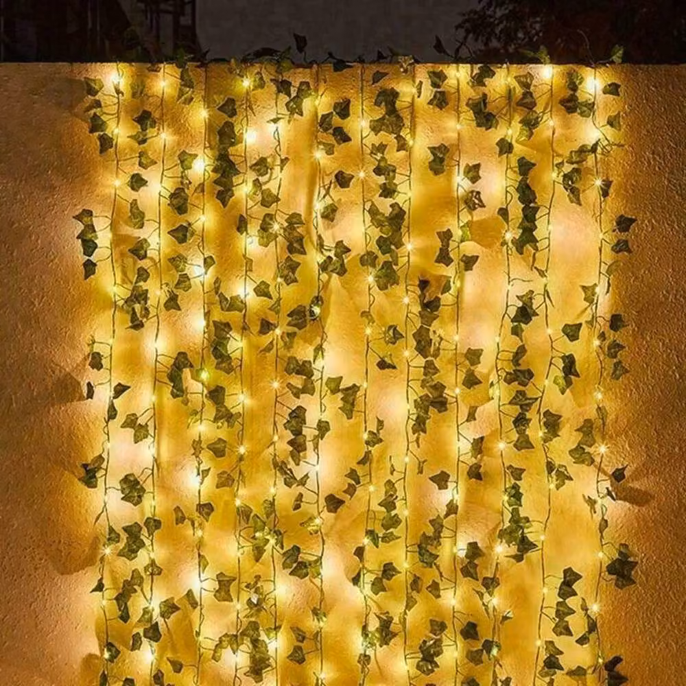 SPETLEK Green LED Ivy Leaf Garland Fairy String Lights with Warm White Glow, 2m – 2