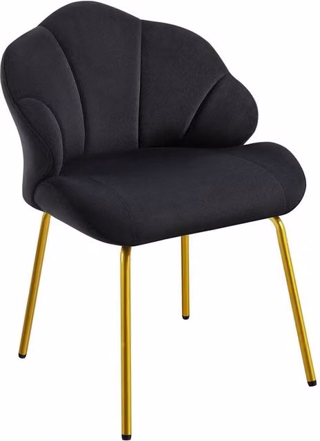 KORVIXA Black Velvet Accent Chair with Armrests, W/D/H: 100 x 100 x 78 cm