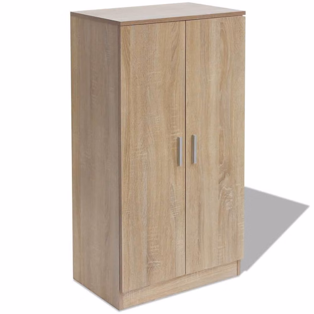 Berkfield Home Modern Oak Shoe Cabinet in Brown with 7 Internal Shelves and Hinged Doors – 2