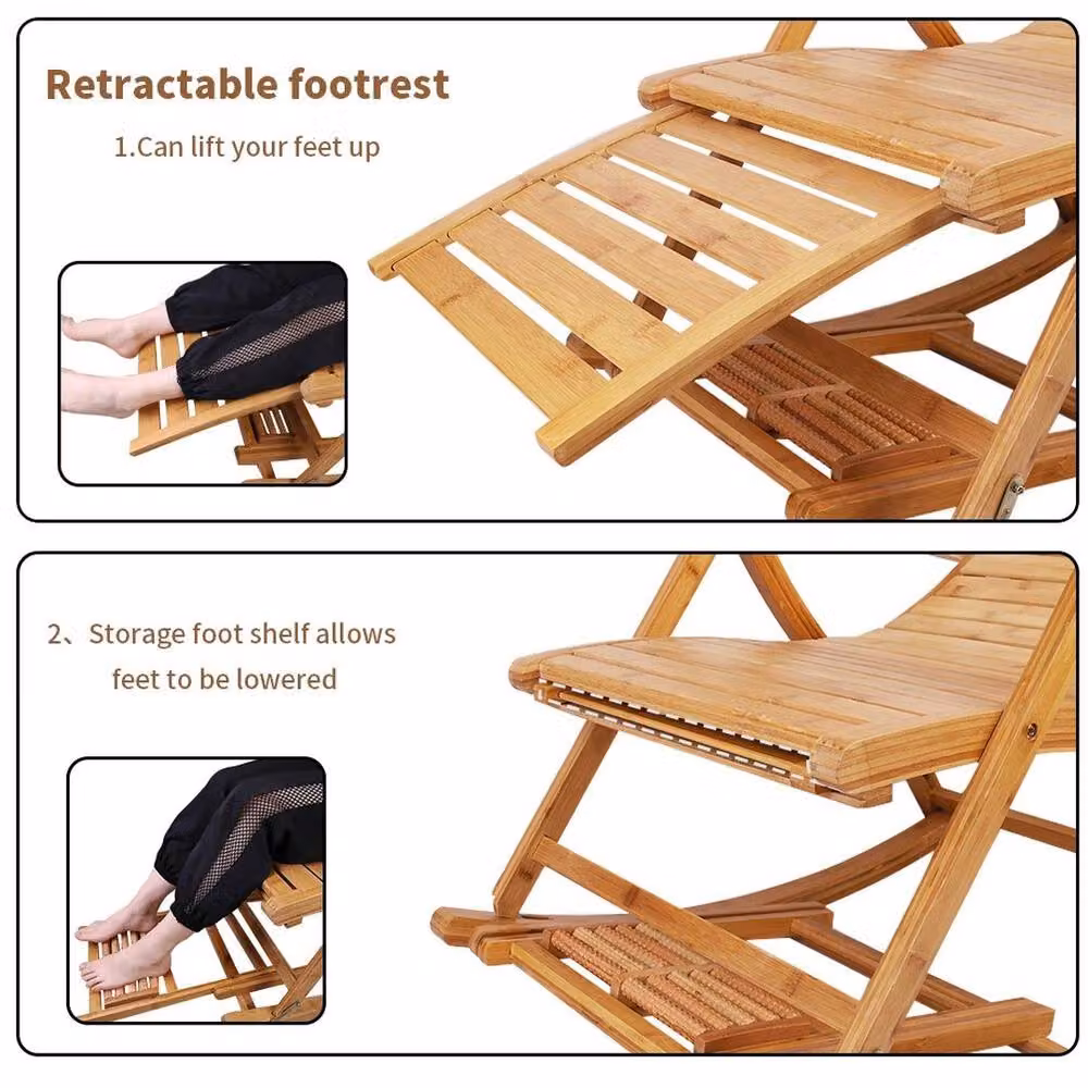 FLAVORA Wooden Garden Rocking Chair in Brown with Armrests – 3