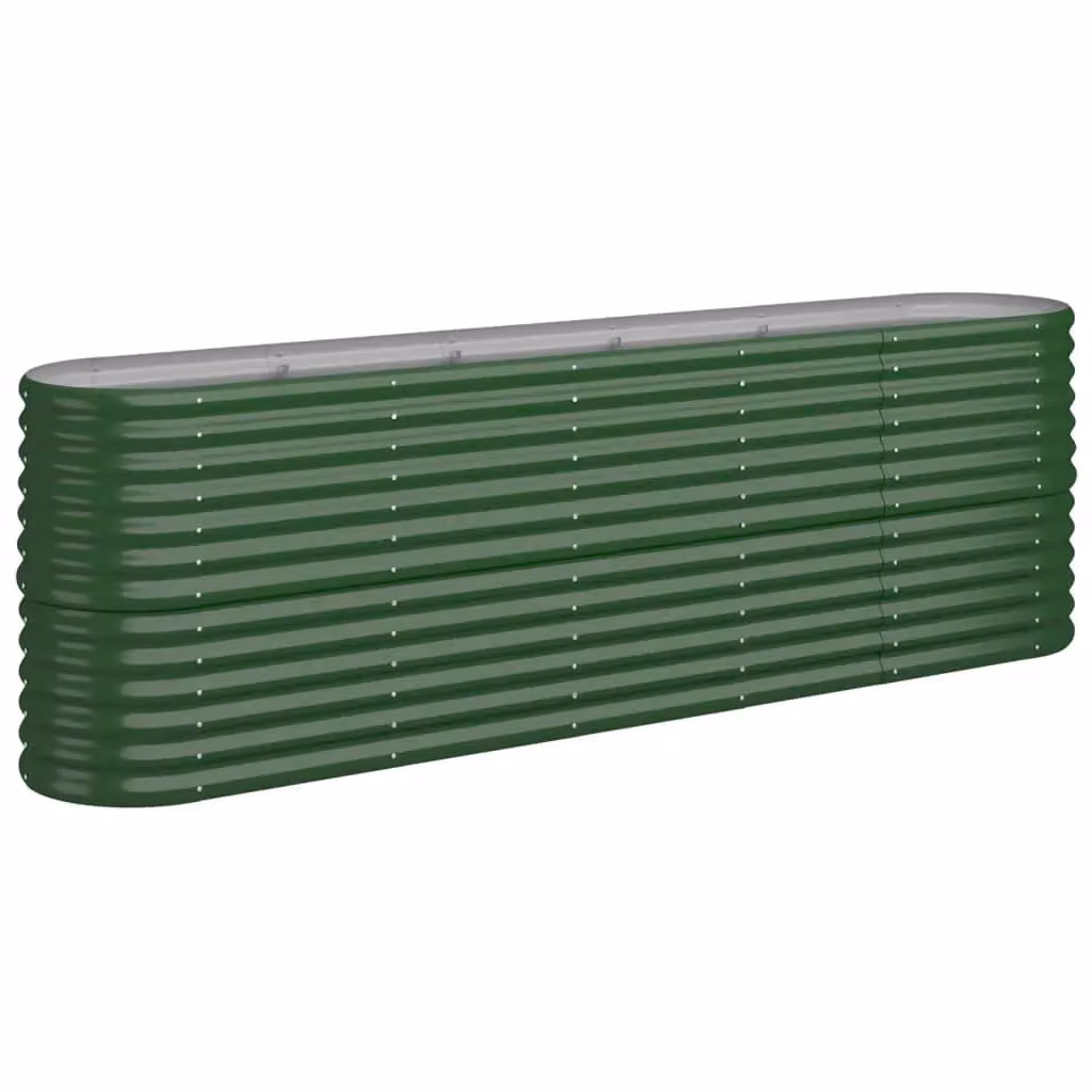 Berkfield Home Garden Powder-coated Steel Raised Bed, Green, W/D/H: 224 x 40 x 68 cm – 2