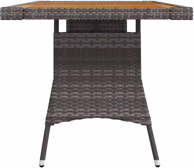 Berkfield Home Grey Extendable Rectangular Garden Table in Poly Rattan and Solid Acacia Wood, W/D/H: 130 x 70 x 72 cm – 1