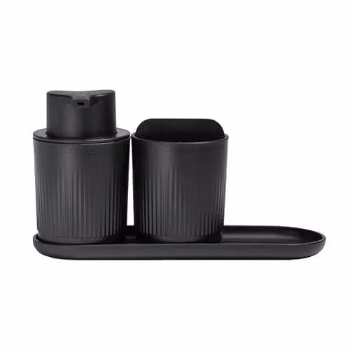 ReBorn Stone Bathroom Accessory Set of 3 including Soap Dispenser, Toothbrush Holder and Tray – 1