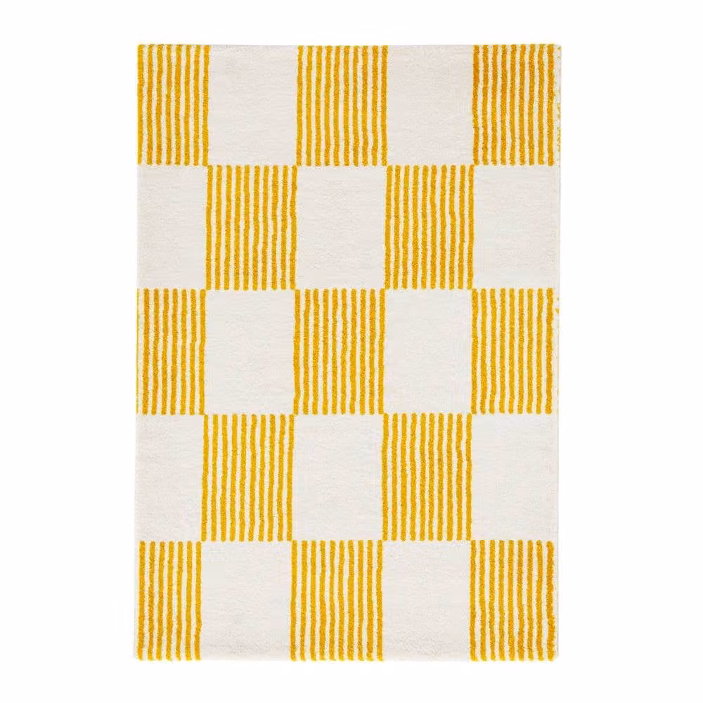 sweeek Yellow and White Checkerboard Interior Carpet, W/D/H: 160 x 120 cm – 2