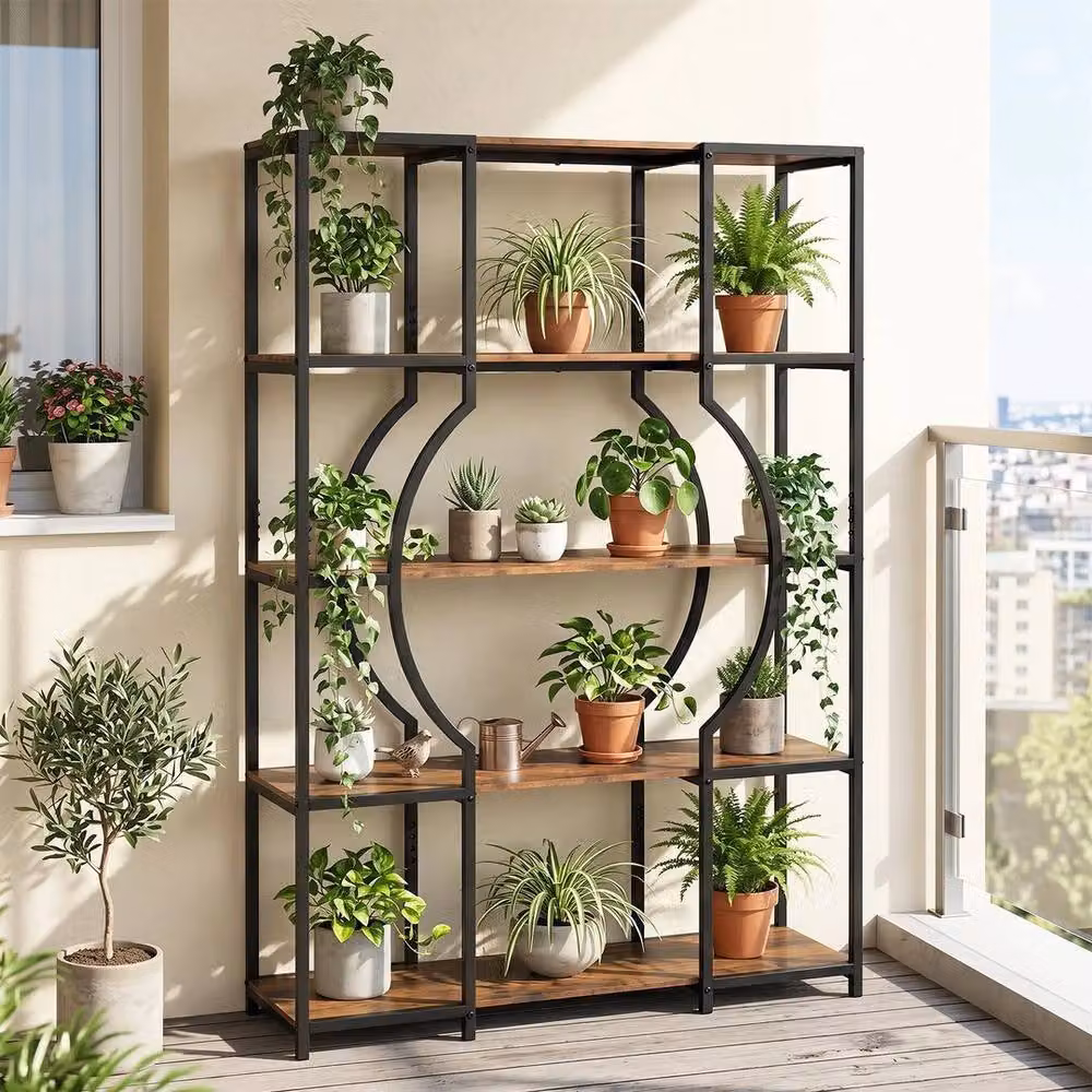 SPETLEK 5-Tier Industrial Geometric Tall Storage Shelving Unit in Black – 3
