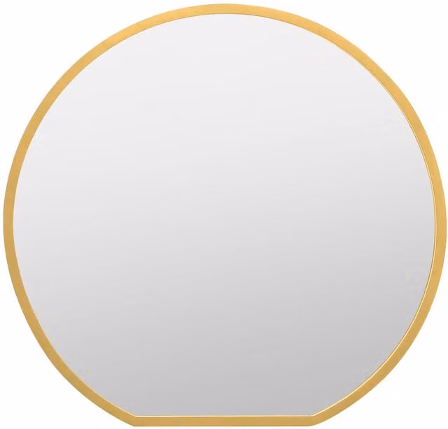 MirrorOutlet Modern Round Metal Wall Mirror in Gold, Diameter: 80 cm