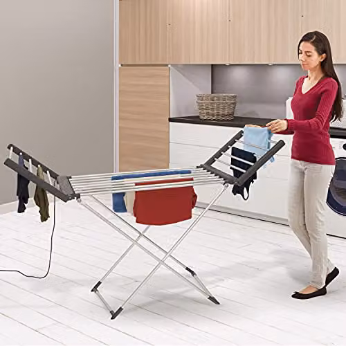 Black and Decker Heated Winged Airer in White and Silver, W/D/H: 74 x 50 x 94 cm – 2