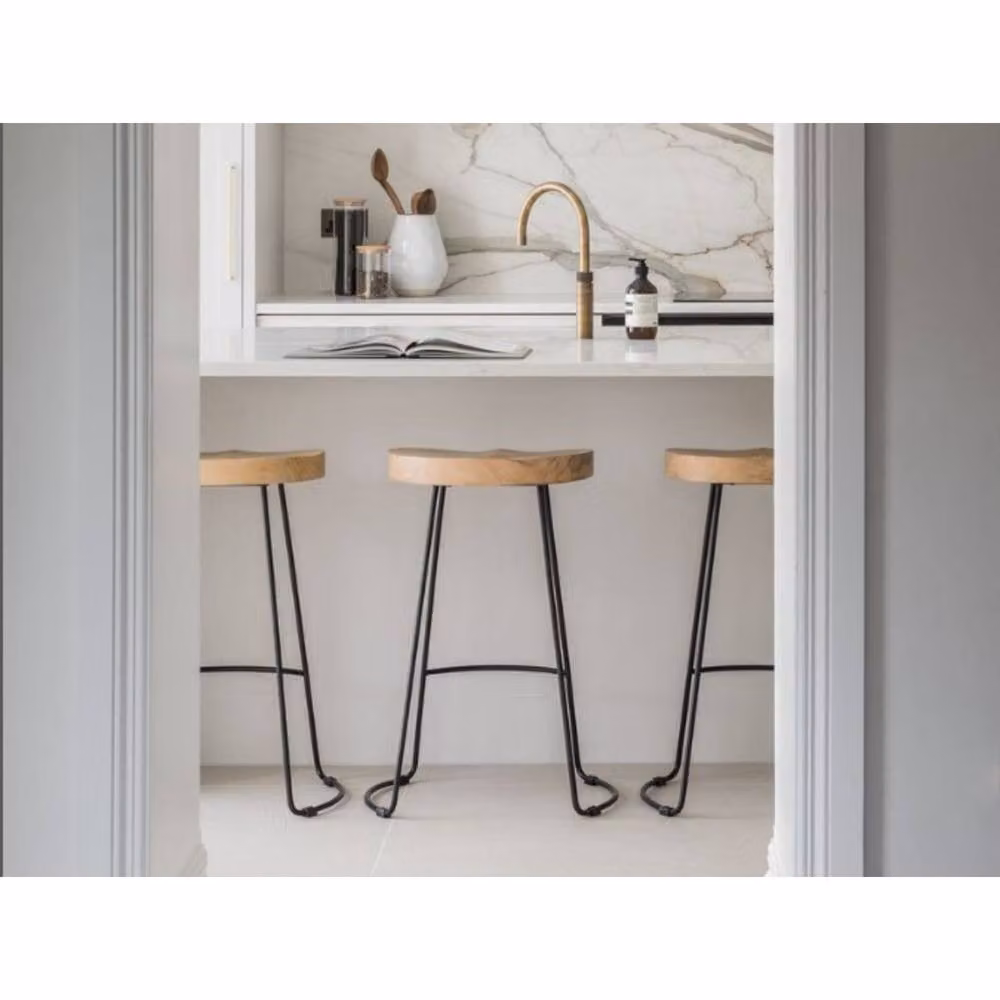 Elm Home And Garden Industrial Mango Wood and Black Metal Breakfast Bar Stool – 2