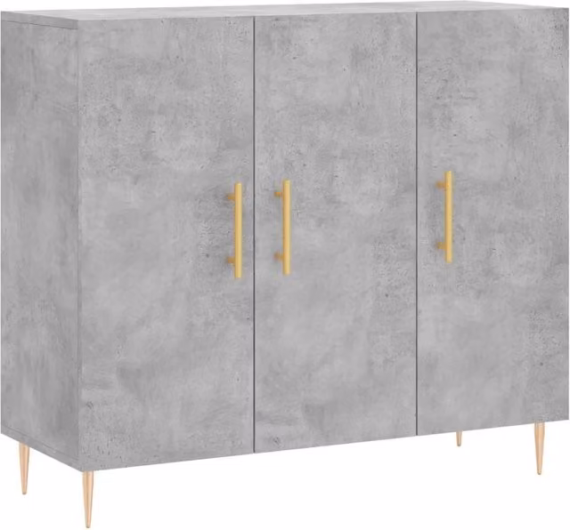 Berkfield Home Modern Sideboard in Concrete Grey, W/D/H: 90 x 34 x 80 cm