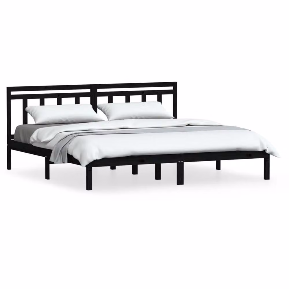 Berkfield Home Beautiful Black Solid Wood Pine Bed Frame W/D/H: 200 x 100 x 206 cm – 3