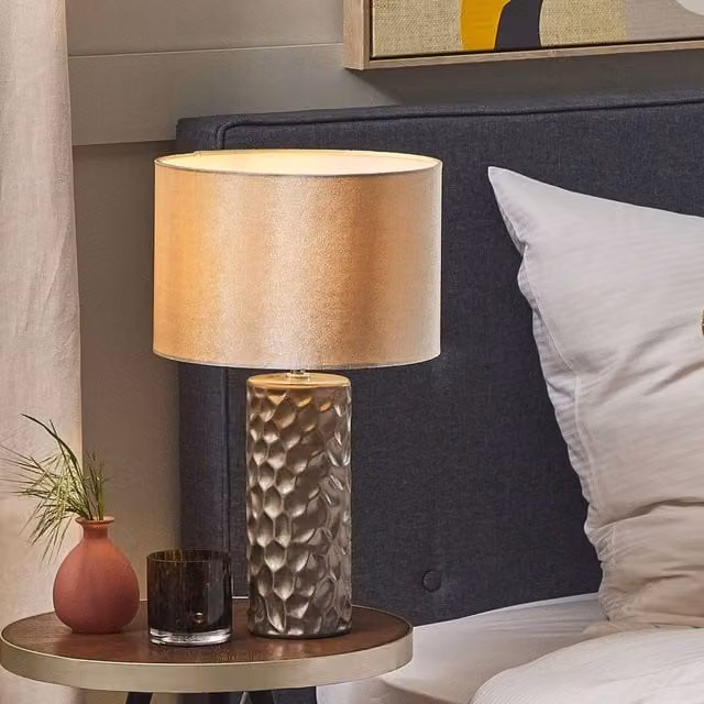 Wyld and Coco Gold Ceramic Table Lamp with Fabric Shade, Height: 50 cm – 1
