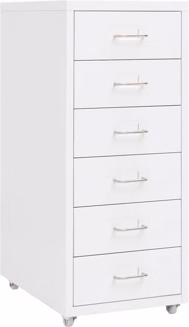 Berkfield Home Mobile Metal File Cabinet in White, W/D/H: 28 x 41 x 69 cm