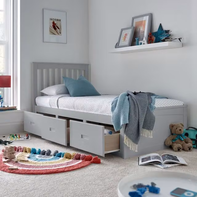 Bedmaster Quest 3 Drawer Wooden Storage Bed in Grey