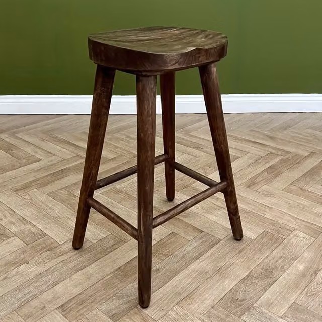Elm Home And Garden Modern Mango Wood Bar Stool in Brown