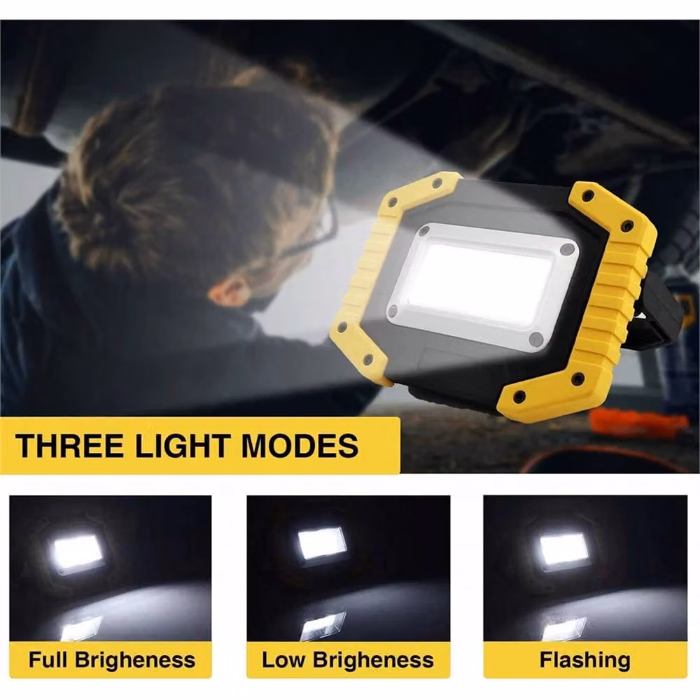 Nordara 2 Pack USB Rechargeable LED Work Light and Emergency Camping Torch in Yellow – 5