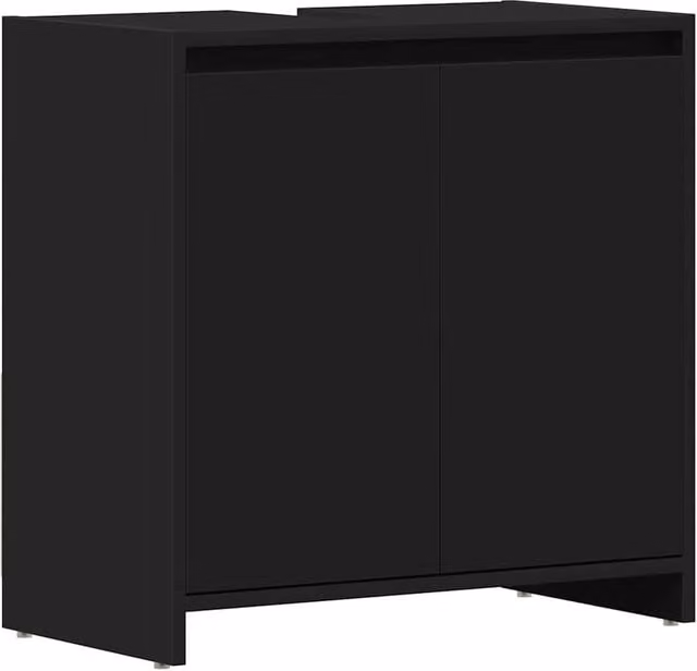 Berkfield Home Black Modern Freestanding Bathroom Cabinet W: 60 cm, D: 33 cm, H: 61 cm