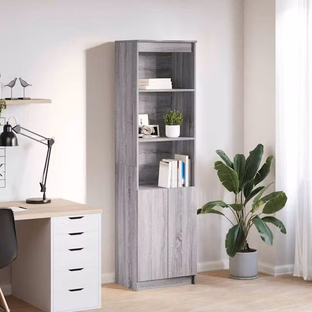 Berkfield Home Grey Sonoma Highboard in Engineered Wood W/D/H: 50 x 35 x 180 cm – 1
