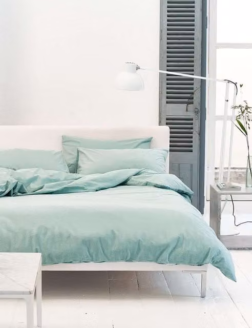 Designers Guild Loweswater Pure Cotton Percale Duvet Cover Set, Light Green, W: 180 cm x L: 200 cm