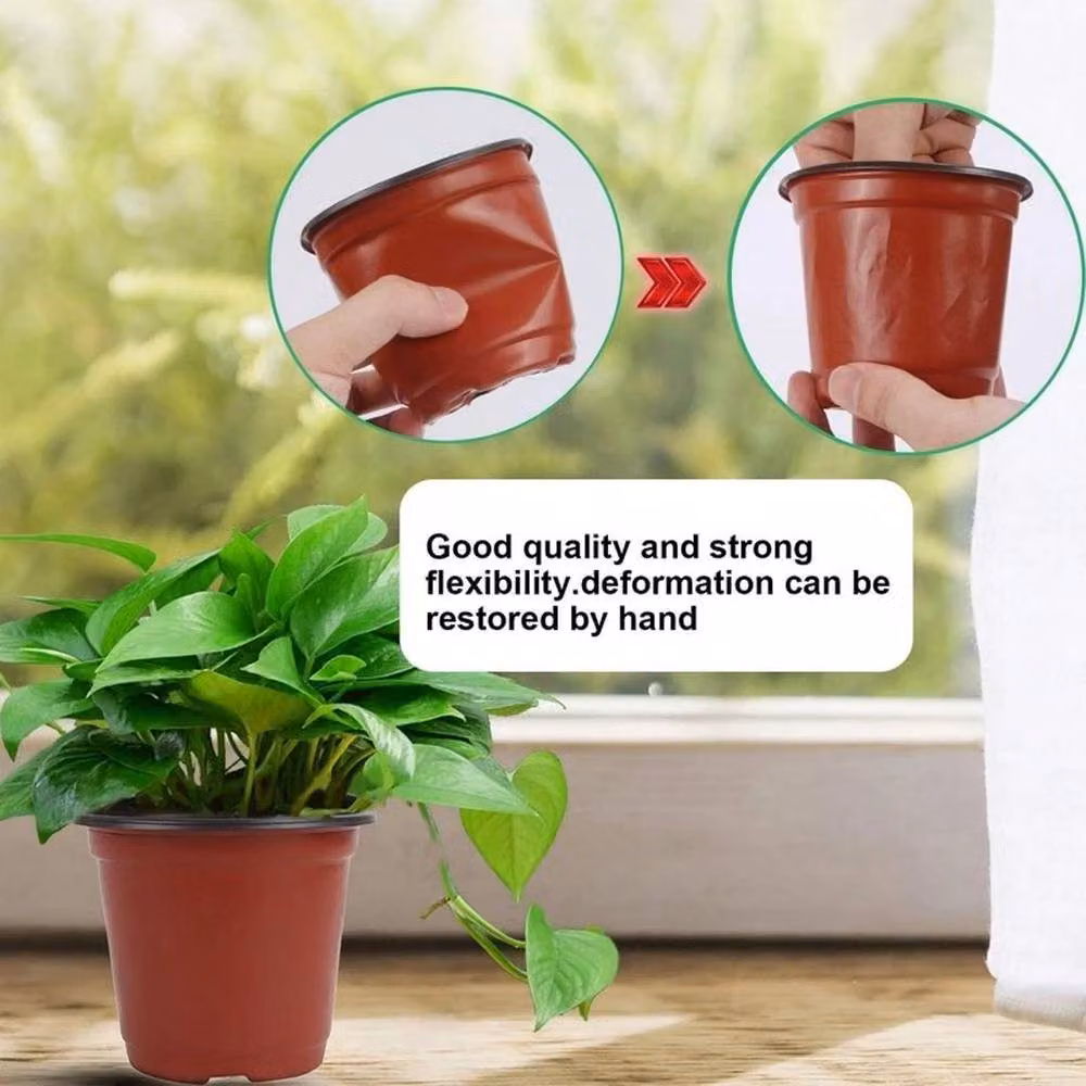NESTLUNE 200-Piece Plastic Terracotta Style Plant Pots in Red for Herbs and Flowers – 4