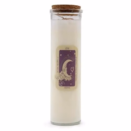 KDMD Magic Spell Love Candle in White with Crystals and Floral Scent