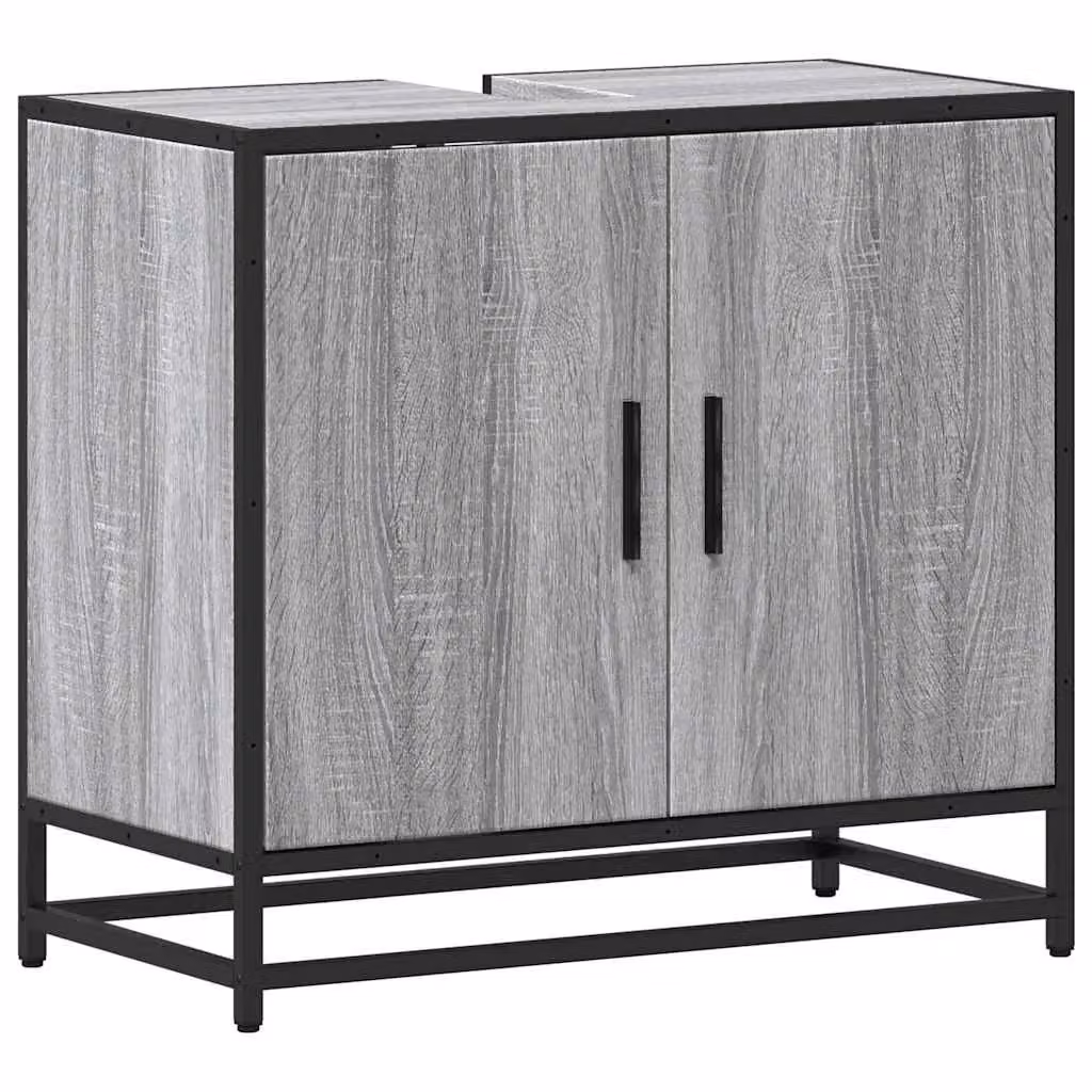 Berkfield Home Grey Sonoma Bathroom Sink Cabinet W: 65 cm, D: 33 cm, H: 60 cm – 2