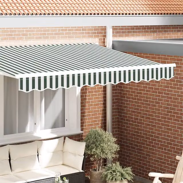 Berkfield Home Awning Valance for 3.5 m Frame, Green and White, W: 330 cm, H: 20 cm, D: 20 cm