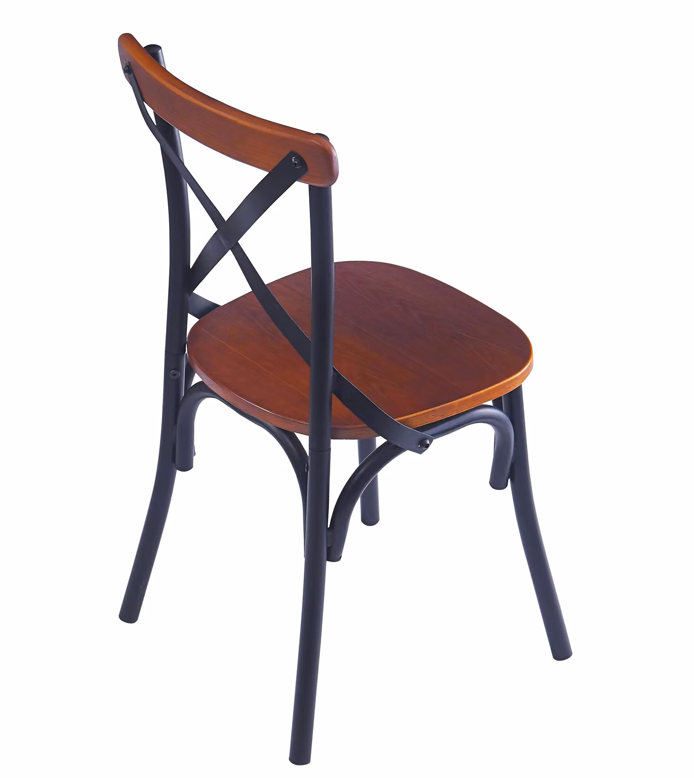 Nordlys Set of 2 Industrial Brown and Black Metal and Wood Dining Chairs – 3