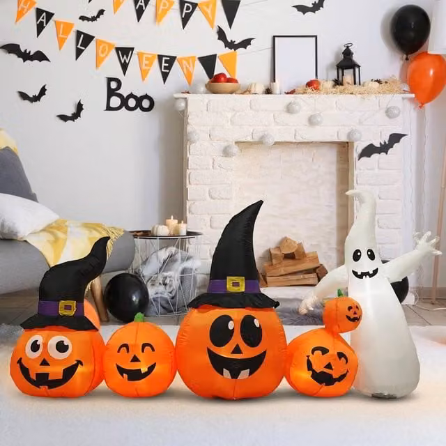EONLION 8ft Halloween Inflatable Pumpkins and Ghost Outdoor Decoration, Multicolour and Orange