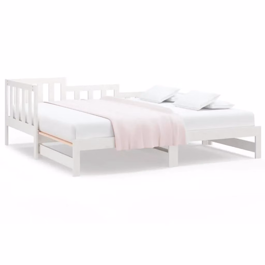 Berkfield Home White Lacquered Solid Pine Pull-out Day Bed with 2x 90 x 190 cm Mattresses – 2
