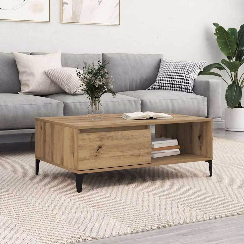 Berkfield Home Traditional Artisan Oak Coffee Table, Brown, W: 90 cm, D: 60 cm, H: 35 cm – 2