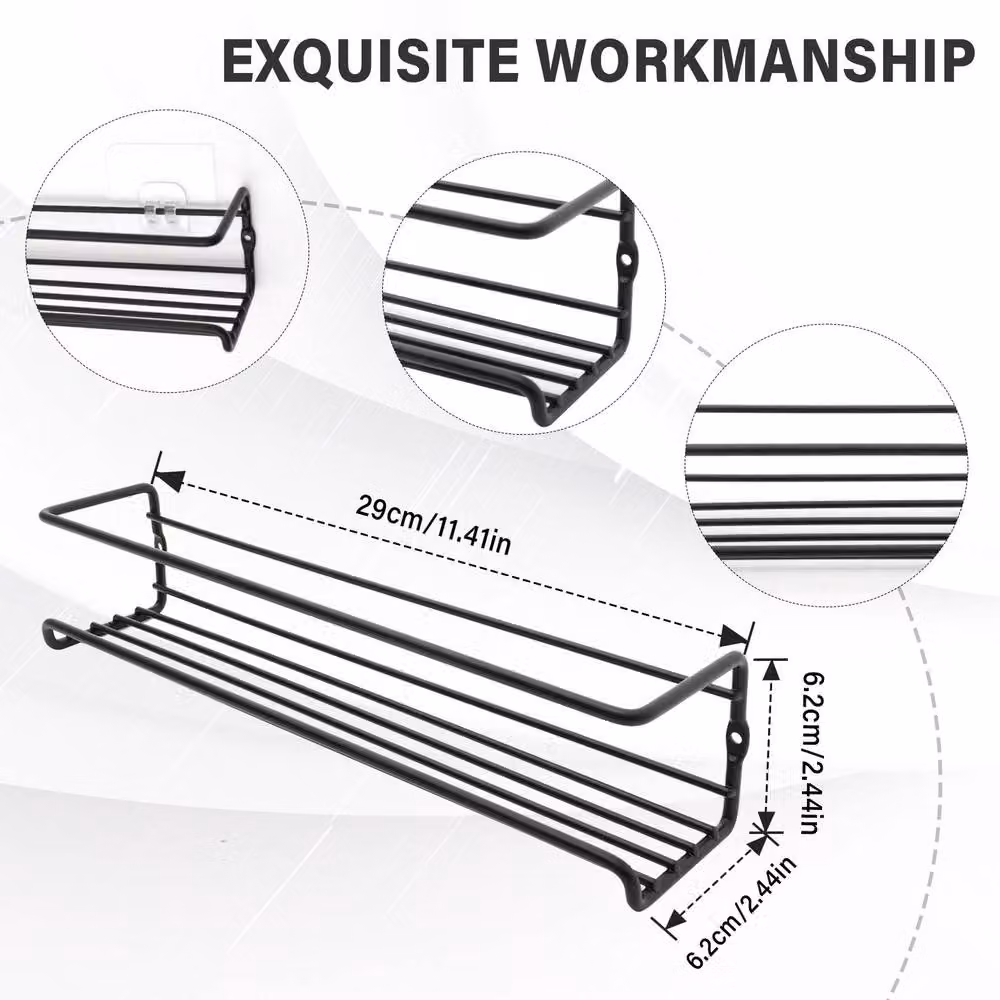 Garden Sanctuary Set of 4 Black Metal Wall-Mounted Spice Racks – 3