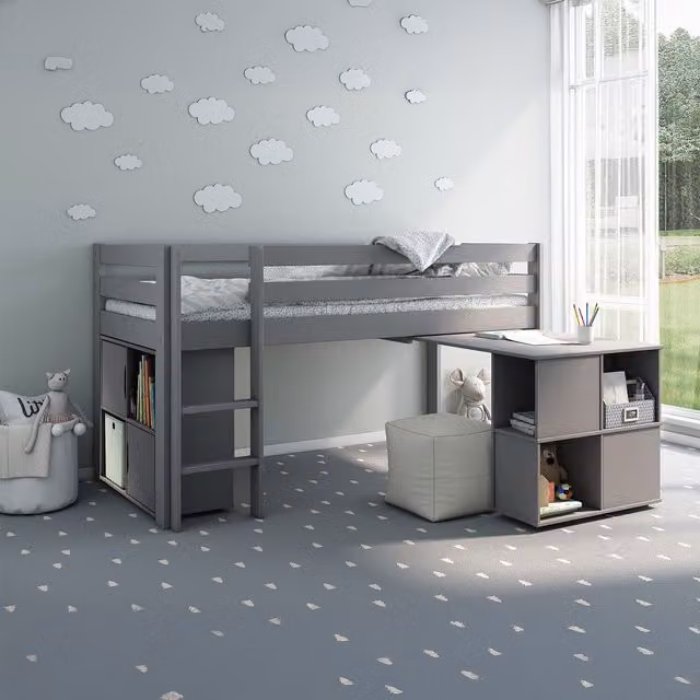 Noomi Nora Midi Craft Cabin in Grey Lacquered Solid Pine Wood