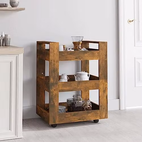 vidaXL Kitchen Trolley in Brown Smoked Oak, W/D/H: 60 x 45 x 80 cm – 2
