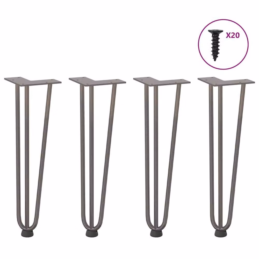 Berkfield Home Hairpin Table Legs, 4 Pieces, Grey Stainless Steel, Height: 42 cm – 1