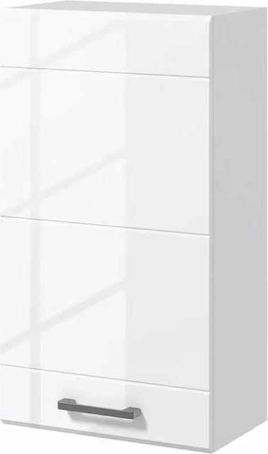 NESTLUNE White High Gloss Wall Mounted Bathroom Cabinet with Soft-Close Hinged Doors and Internal Shelves