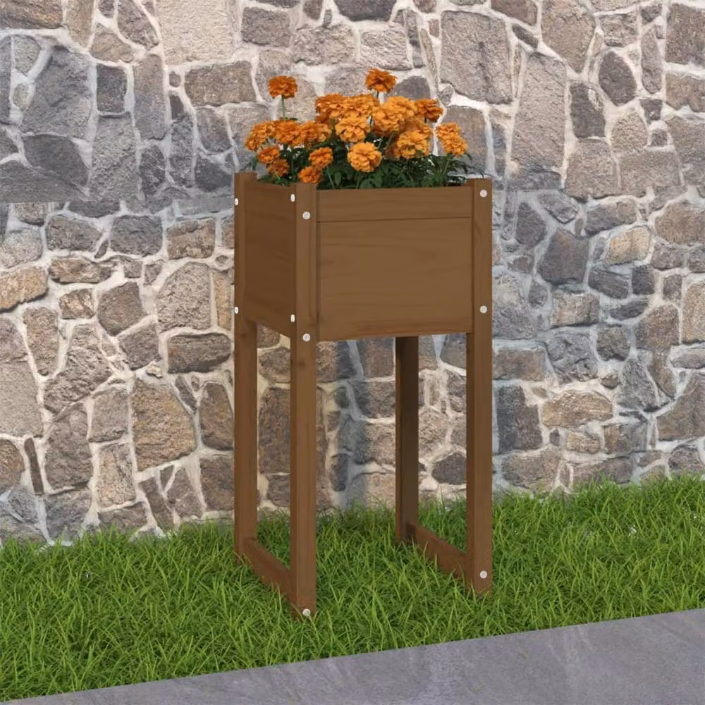 Berkfield Home Wooden Raised Bed Planter in Brown, W/D/H: 40 x 40 x 81 cm – 2