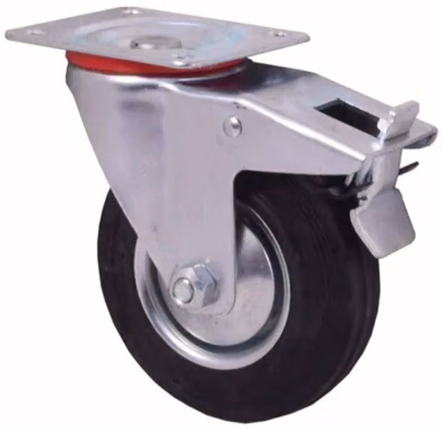 Garden Mile 5 Inch Black Rubber Castor Wheel with Bolt Hole