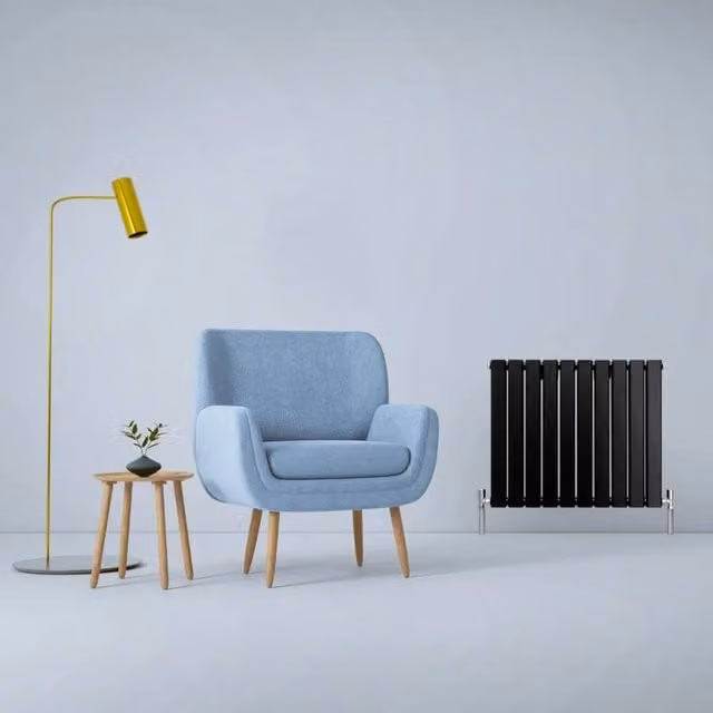 Monstershop Designer Flat Panel Steel Radiator in Black, W: 60.0 cm, H: 70.0 cm – 1