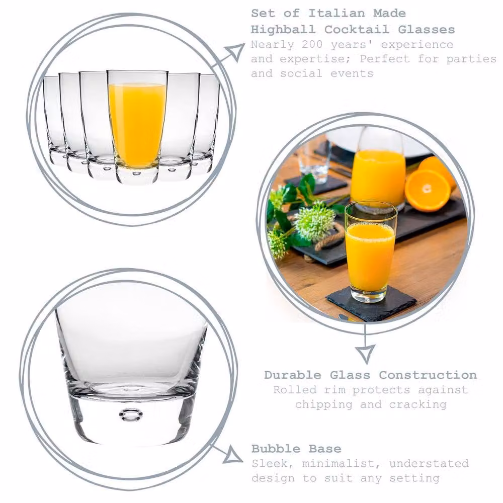 Bormioli Rocco Luna Tumbler Glasses, Transparent, 340 ml, Pack of 24 – 1