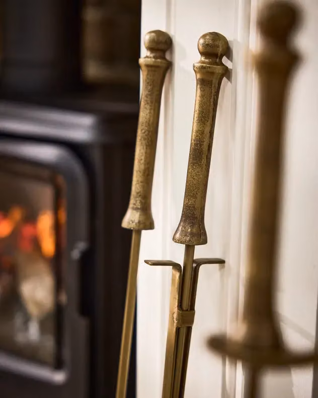 Dibor Traditional Antique Brass Heritage Fireplace Companion Set in Copper and Gold, H: 80 cm, W: 20 cm – 6