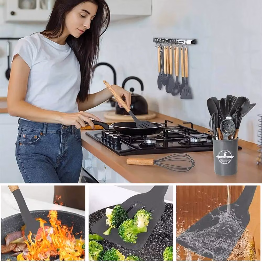 SPETLEK 14-Piece Grey Silicone Kitchen Utensils Set – 3