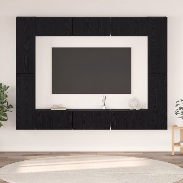 Berkfield Home Rustic Black Oak TV Cabinet with Shelf, W/D/H: 30.5 x 30 x 90 cm
