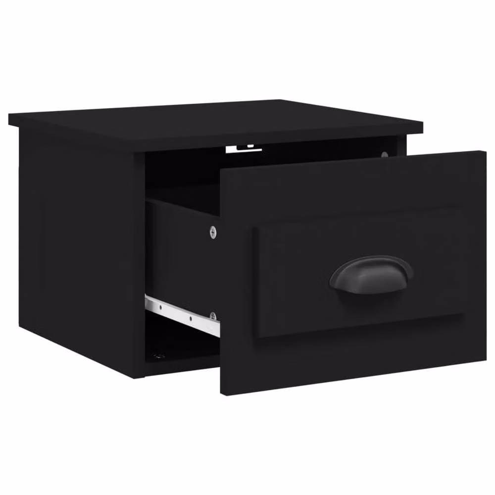 Berkfield Home Wall-mounted Bedside Cabinet in Black, W: 41.5 cm, D: 36 cm, H: 28 cm – 4