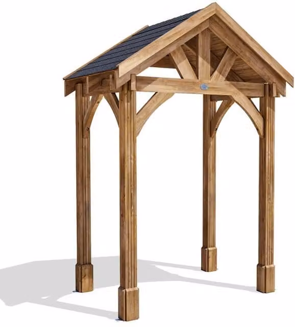 Dunster House Thunderdam Wooden Gable Porch Canopy in Brown