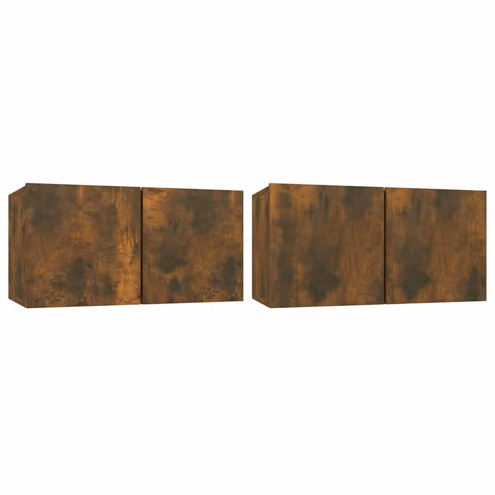 Berkfield Home Set of 2 Hanging TV Cabinets in Smoked Oak Brown, W/D/H: 60 x 30 x 30 cm – 2